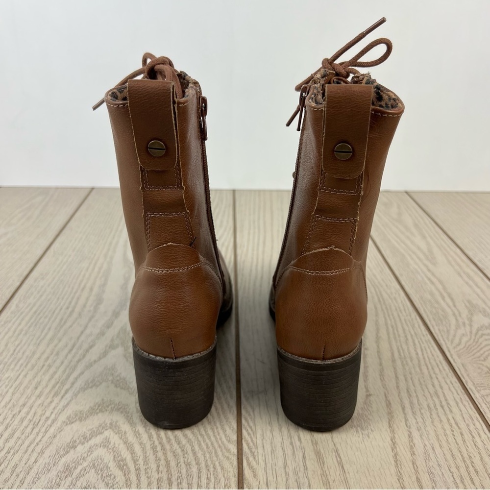 Sun + Stone Sloanie Lace-Up Lug Sole Hiker Booties 8.5M Tan Faux Leather $80 - Picture 5 of 6